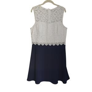 Lilly Pulitzer Sz 14 Carolyn Navy White Crochet Lace Dress Fit and Flare
